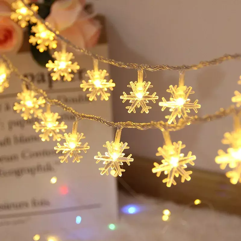 شجرة عيد الميلاد ندفة الثلج أضواء ملونة الزخرفية ، USB تعمل أضواء سلسلة النجوم ، في الهواء الطلق الباحة الديكور ، مصابيح وميض ، البطارية