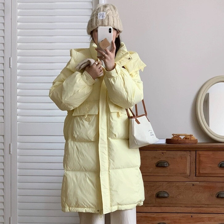 المرأة الأبيض بطة أسفل معطف ، مقنعين ، سميكة ، عادية ، حجم كبير ، فضفاضة ، موضة ، جديد ، الشتاء ، 2023