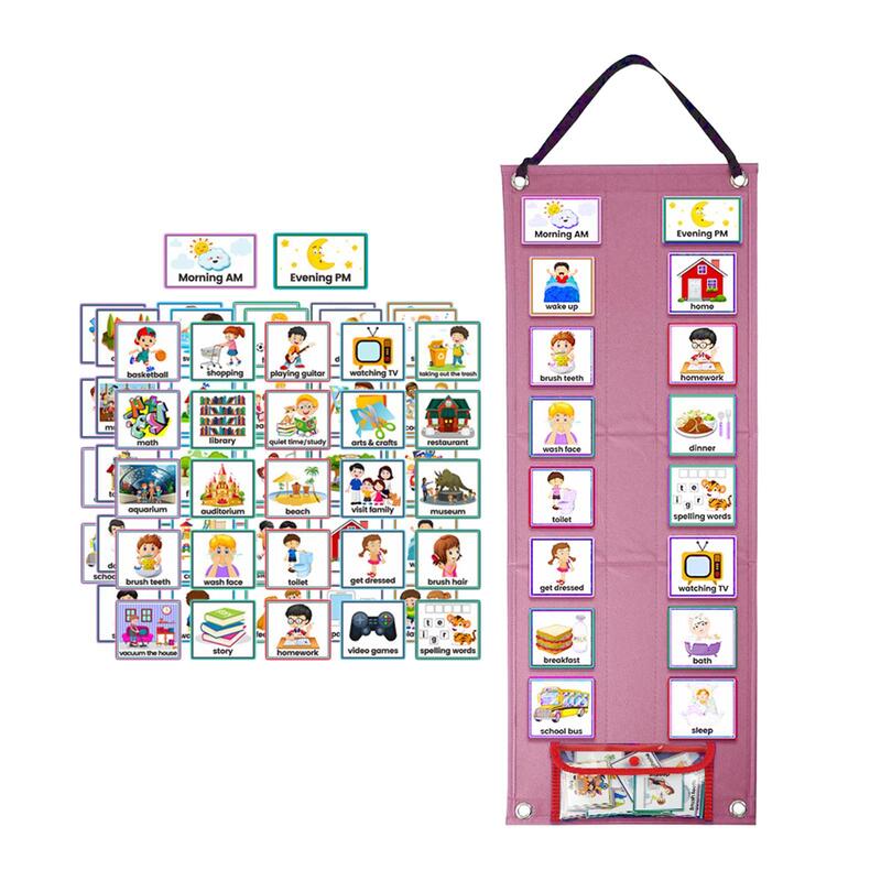 الجدول الزمني البصري للأطفال ، أداة سلوكية بصرية مع 70 بطاقة ، مواد التعلم المحمولة للفتيات والفتيان ، هدايا العيد