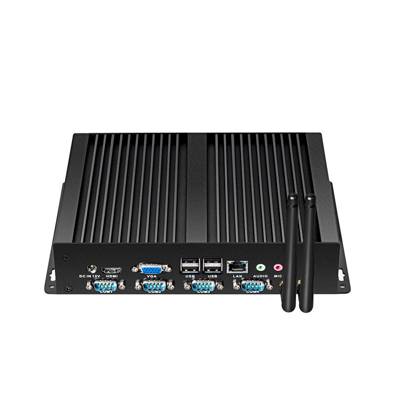 كمبيوتر صغير صناعي بدون مروحة إنتل سيليرون 1037U 4x COM RS232 DB9 8x USB HDMI VGA جيجابت LAN ويندوز XP/7/8/10 لينكس IPC