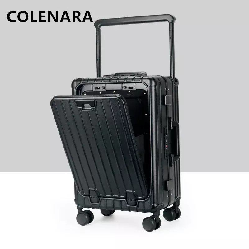 حقيبة COLENARA-Laptop حقيبة بعجلات بإطار من الألومنيوم تفتح من الأمام ، حقائب سفر محمولة ، صندوق صعود من مادة ABS وجهاز كمبيوتر شخصي ، 20 بوصة