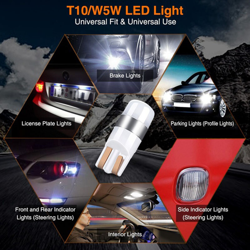 مصباح LED أبيض لوقوف السيارات ، لمبة Canbus ، 4X خالية من الأخطاء ، 3030 مصلحة الارصاد الجوية ، 6000K ، T10