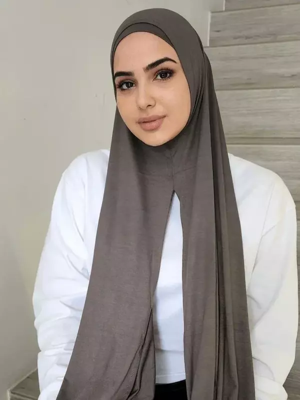 حجاب فوري من القطن القابل للتمدد للنساء المسلمات ، جيرسي ممتاز ، الباشمينا ، بدون حديد ، Tudung مستطيل