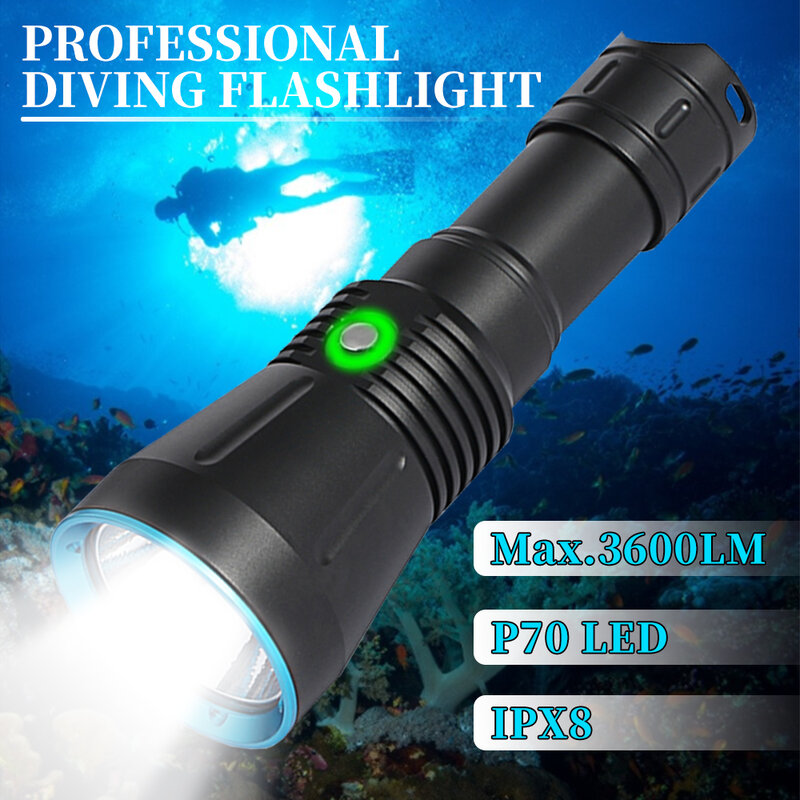 Asafee DA16S 50M المهنية LED الغوص مصباح يدوي قابلة للشحن 3600LM XHP70 LED عمق الغوص IPX8 مصباح فانوس مقاوم للماء