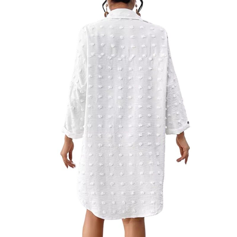 معطف شاطئ شمسي للنساء ، سموك ، قميص بصف واحد من الصدر ، ملابس سباحة بنمط العطلة ، جديد ، بيكيني
