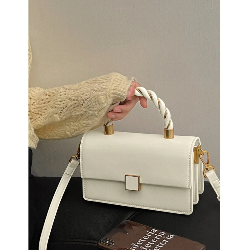 جيني & ديف Ins مدون رسول حقيبة الإناث الفرنسية موضة بسيطة لون الحلوى الرجعية تويست حقيبة الكتف حقيبة صغيرة مربعة