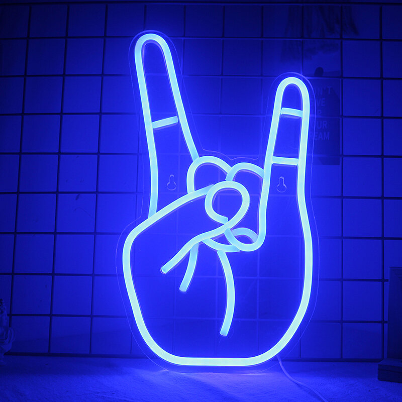 إشارات نيون بإشارة سلام ، مصباح غرفة فني USB للمنزل ، بار ، غرفة نوم ، مهرجان ، ديكور حفلات متوهج ، شعار تصميم نغمة رائعة