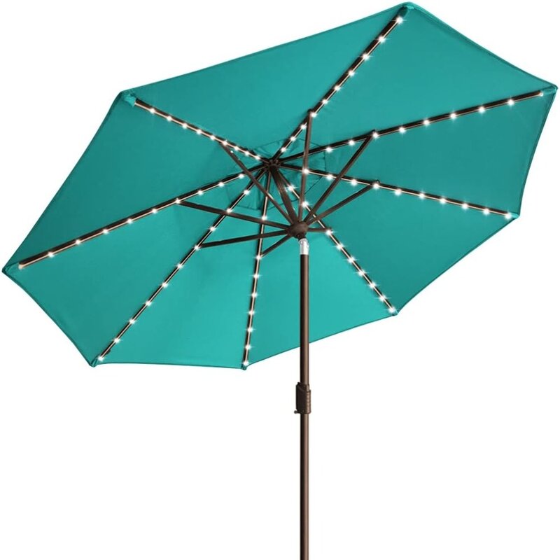 مظلة فناء مع أضواء LED ، مظلات فناء ، مظلة طاولة خارجية ، sumnumbrilلا يتلاشى ، 9 أقدام ، 10 سنوات