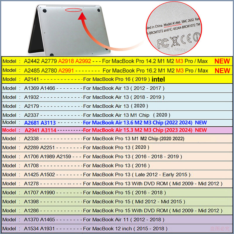 حافظات لابتوب لاجهزة ماك بوك برو 14, M2, A2779, 2023, Pro 16 Cover, M3, M1, Mac Book, Air 13 Case, 13.6, A2681, Air 15.3, A2941, 2022