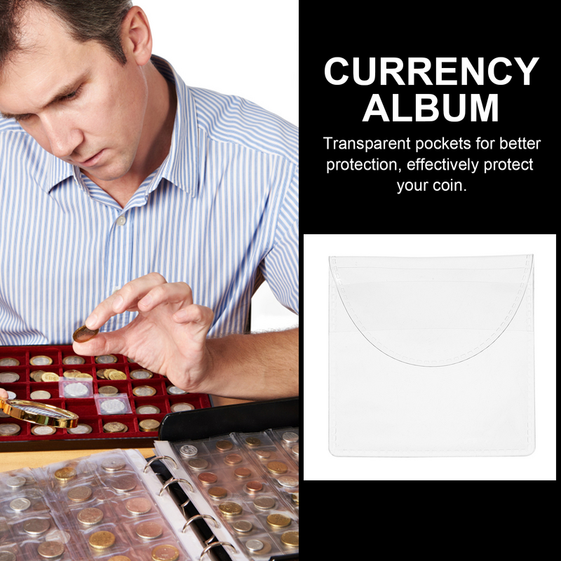 كيس جمع بولي كلوريد الفينيل شفاف ، تخزين العملة شارة ، شفافة ، واضحة ، واقية ، أكياس تعبئة النقود ، 40 قطعة