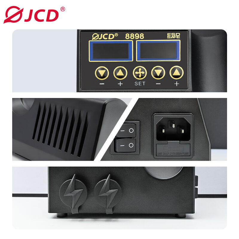 محطة لحام بشاشة عرض رقمية إل سي دي ، 2 في 1 ، 750 واط ، محطة إعادة عمل لحام للهاتف الخليوي BGA SMD PCB IC ، أدوات لحام الإصلاح ، 8898