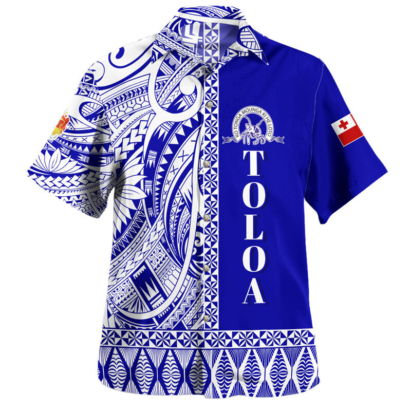 مملكة طونجة العلم الوطني طباعة قمصان للرجال ، طباعة 3D ، معطف الذراع ، قمصان قصيرة الرسم ، ملابس هاراجاو