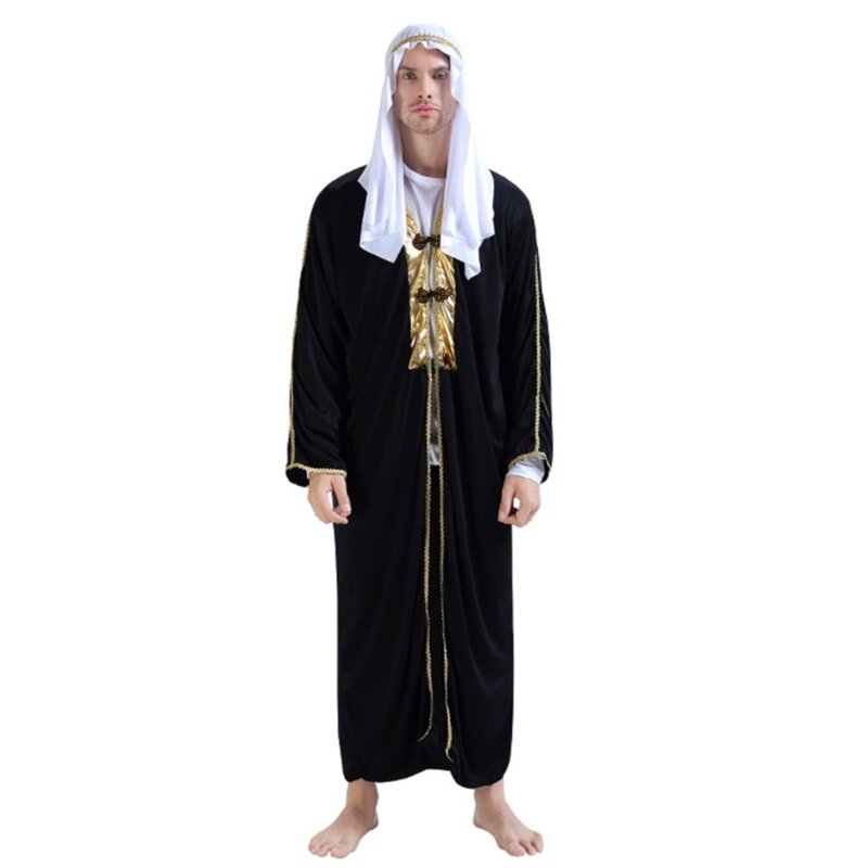 ملابس Q0KE للهالوين للأمير/الأميرة العربية، أغطية رأس للمسلمين، رداء طويل، حجاب، سروال، الشرق الأوسط، دبي، إكسسوارات الأزياء