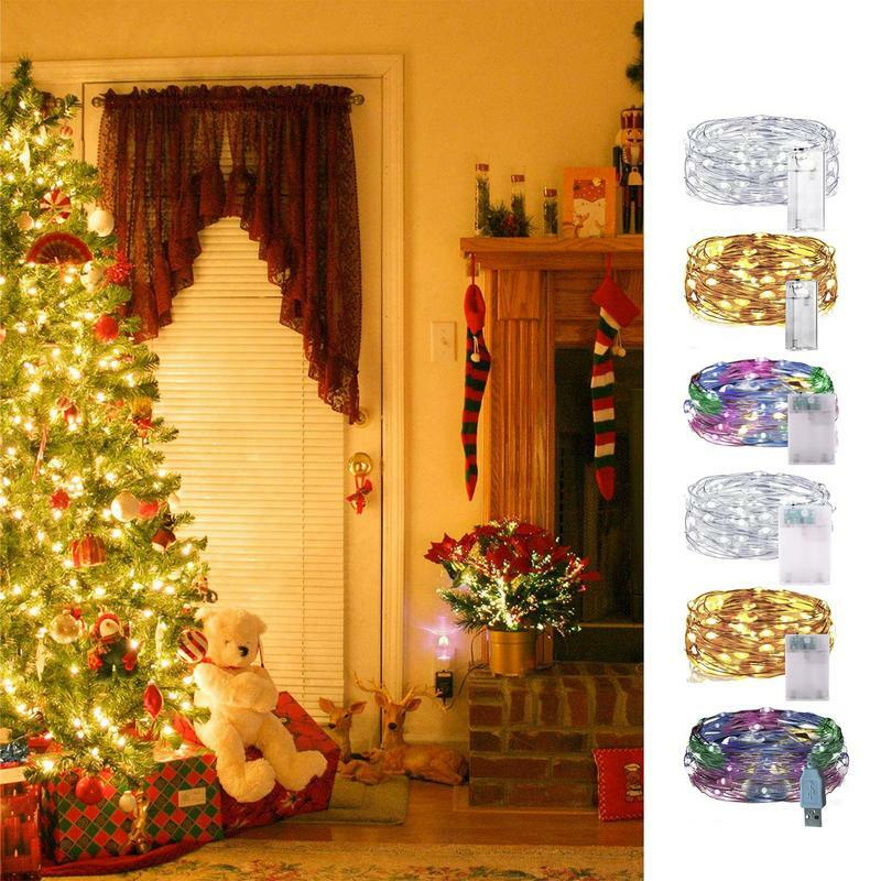 أضواء سلسلة الأسلاك النحاسية LED ، إكليل الجنية ، مصباح مطرز ، بطارية تعمل بالطاقة ، داخلي ، غرفة نوم ، ديكور المنزل ، عيد الميلاد