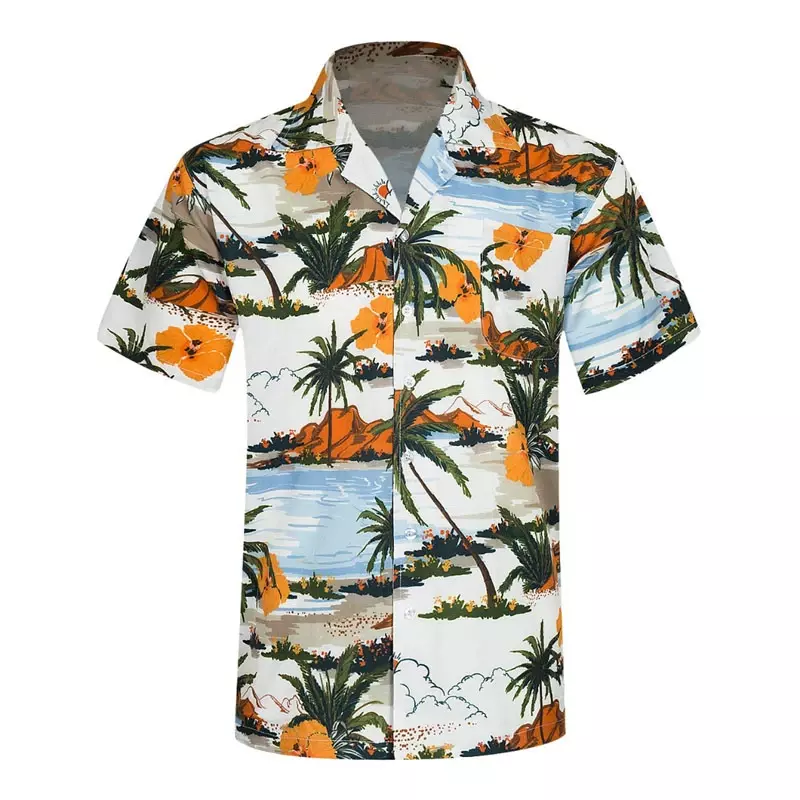 قميص رجالي بأكمام قصيرة ، مصمم شاطئ هاواي ، قميص مريح من الريش ، على الطراز الكوري ، جيد التهوية ومريح ، جديد ، صيفي