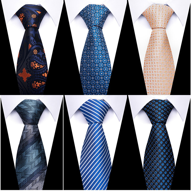 8 سنتيمتر التعادل الرجال Gravatas الكلاسيكية العديد من اللون أحدث تصميم رباط عنق من الحرير قميص اكسسوارات مخطط السماء الزرقاء رجل مكتب