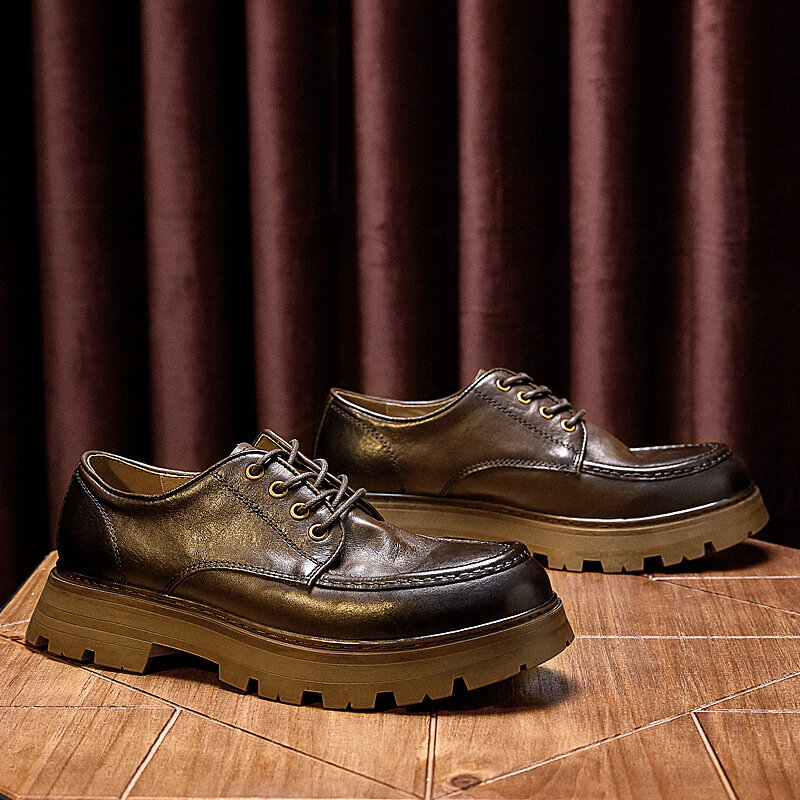 ربيع الخريف الفاخرة جلد طبيعي أحذية غير رسمية موضة عالية الجودة المتسكعون أحذية الرجال الدانتيل متابعة الرجال اللباس أحذية