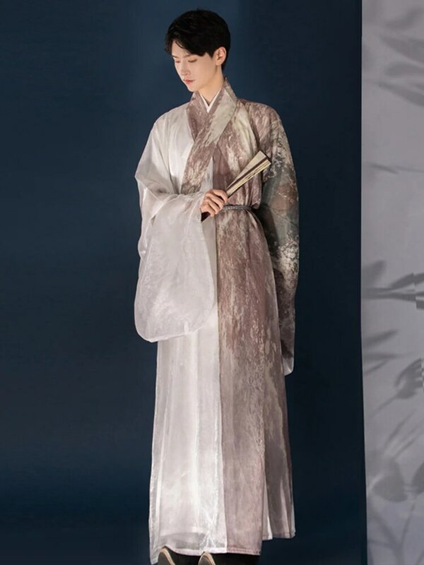 مينغ هان ملابس الرجال والنساء غير القديمة زي مجموعة كاملة النمط الصيني مستقيم طوق رداء