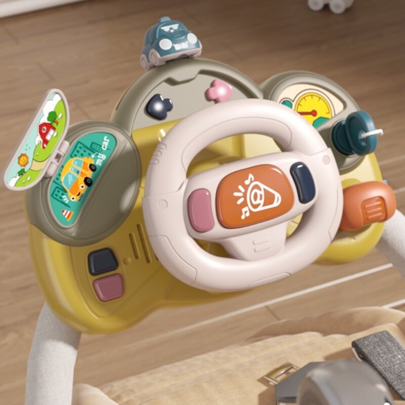 لعبة عجلة قيادة الطفل مع الموسيقى والضوء لعبة مونتيسوري اللطيفة دروبشيبينغ