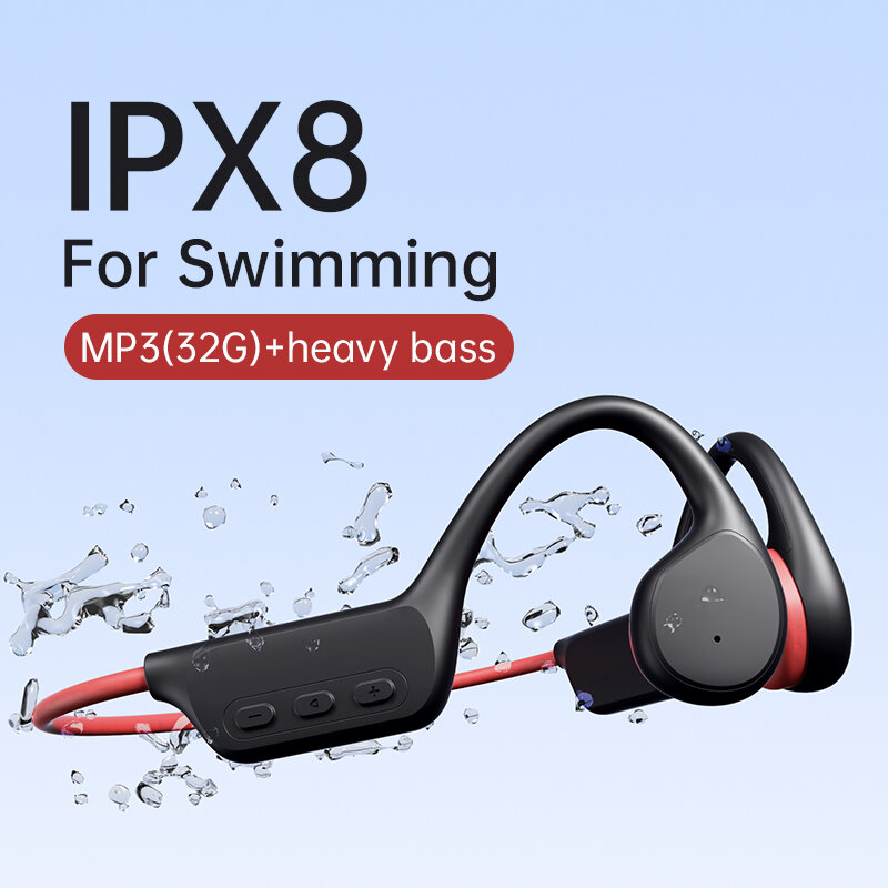 العظام التوصيل سماعات بلوتوث اللاسلكية IPX8 مقاوم للماء مشغل MP3 Hifi الأذن هوك سماعة مع هيئة التصنيع العسكري سماعة للسباحة