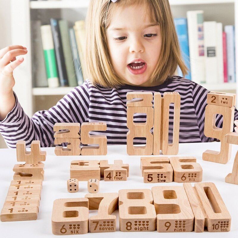 مكعبات تكديس الرياضيات، هدايا للأطفال الصغار 1-3 مكعبات موازنة أرقام الألعاب