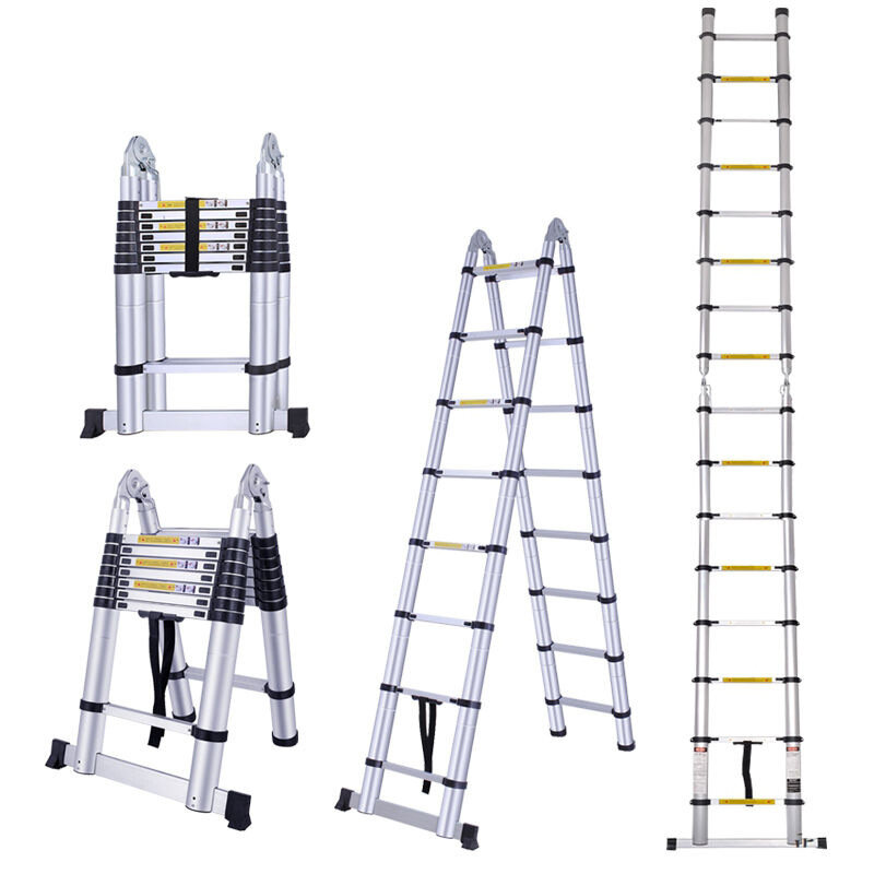 متعددة الوظائف Ladders3.1M 3.1 متر الألومنيوم المحمولة سلم متعرجة مستقيم 2 في 1 المنزلية للطي تمديد تلسكوبي