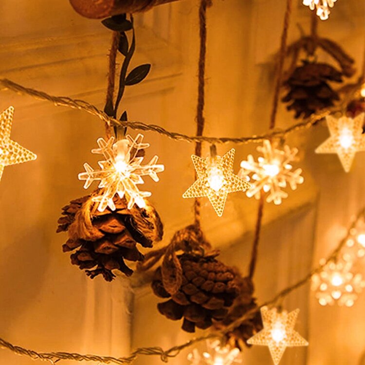 شجرة عيد الميلاد ندفة الثلج LED سلسلة أضواء ، راية الديكور ، المنزل ، شجرة عيد الميلاد ديكور ، الجنية ضوء قلادة ، 2023
