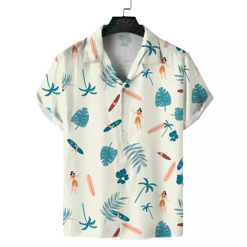 قميص هاواي رجالي بأكمام قصيرة ، نمط طباعة ثلاثية الأبعاد ، طية صدر مريحة ، كاجوال يومي ، عمل ، عطلة ، صيف