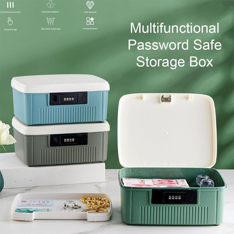 أربعة أرقام كلمة السر قفل صندوق الأمان ، النقدية المنزلية ، مجوهرات الخصوصية الأمن ، صندوق تخزين ، جواز سفر الطب ، المحمولة المنظم