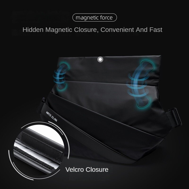 MATE ELAN-حقيبة كروس بمشبك مغناطيسي مقاوم للماء للرجال ، حقيبة ساعي البريد الممتازة ، حقائب كتف سوداء بسيطة ، أزياء شخصية