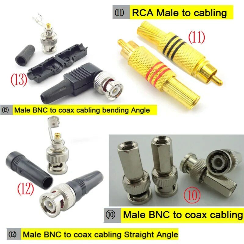 5 قطعة BNC موصل RCA أنثى ذكر اقناع الكابلات محول CCTV كاميرا نظام الأمن مراقبة AV فيديو محول كابل
