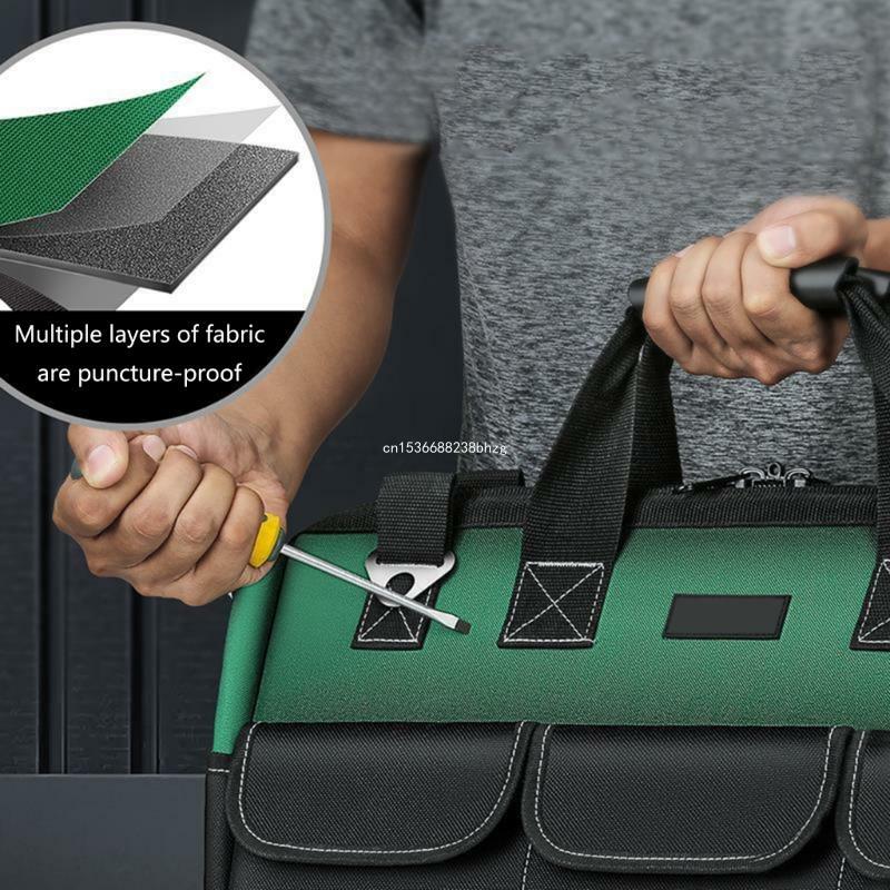 منظم حقيبة الأدوات بقاعدة صلبة 14 بوصة حقيبة كبيرة كهربائي حزام قابل للتعديل دروبشيب