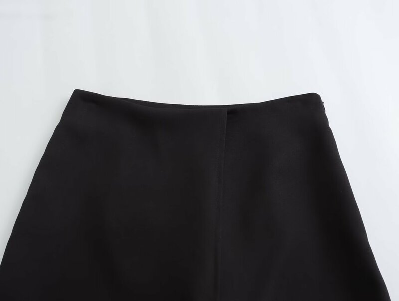 TRAFZA-تنورة قصيرة نسائية مع سحاب ، متقاطعة الإغلاق ، أحادية اللون ، نحيفة ، مثيرة ، ملابس شارع ، ربيع ، صيف ،
