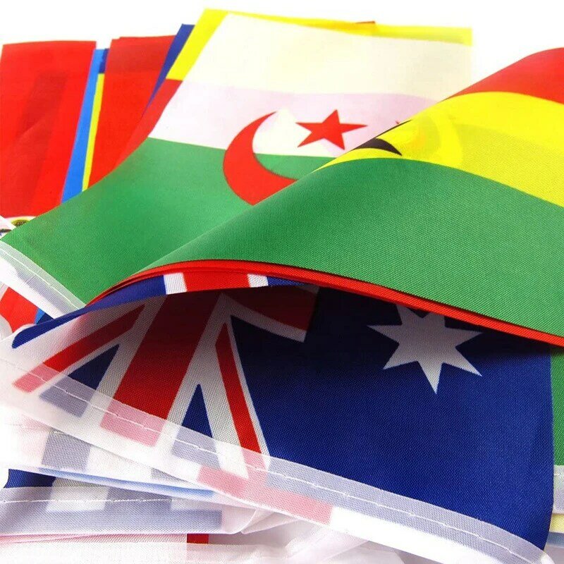 Xvggdg 8 متر 32 قطعة سلسلة العلم دول حول العالم الأمم العلم ألعاب معلقة راية