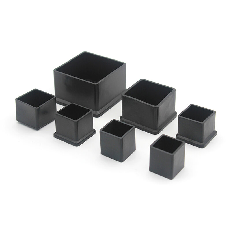 19x19-80x80mm Square Chair Leg Caps Black Rubber Table Furniture Feet Pipe Tubing End Cover Cap Socks Plug Floor Protection Pad