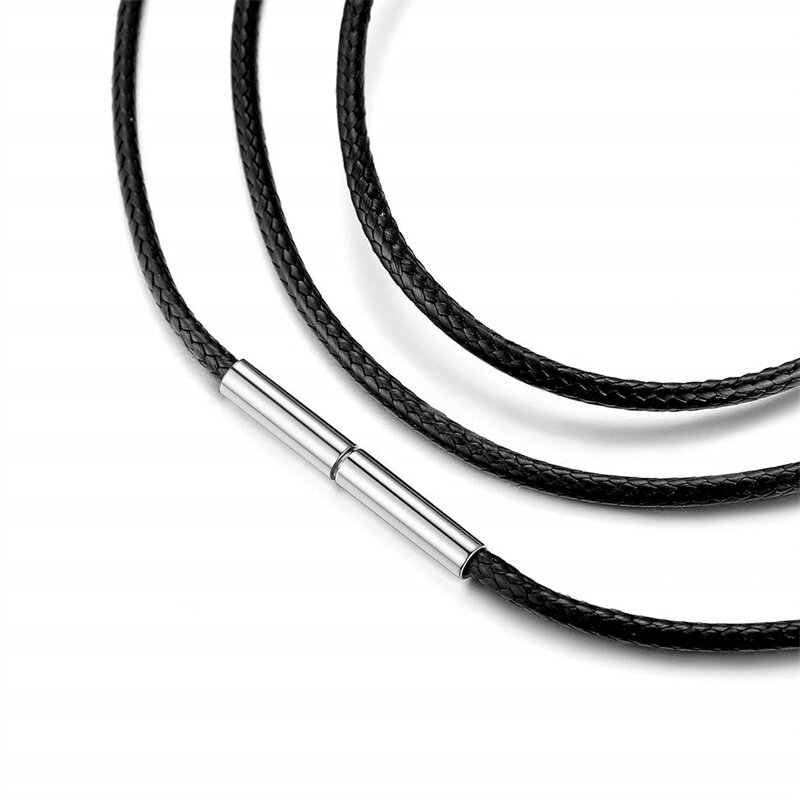 قلادة حبل من الجلد الطبيعي الأسود مع حبل مشبك ، سلسلة خط السلسلة ، قلادة سهلة الاستخدام ، إكسسوارات صناعة المجوهرات ، مستلزمات الرجال