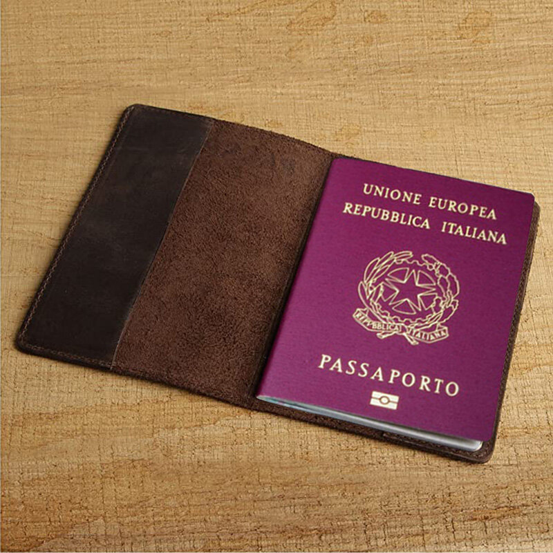 حامل جواز سفر إيطالي شخصي ، جلد طبيعي ، قابل للطي ، متين ، اسم ، عمل ، أصلي
