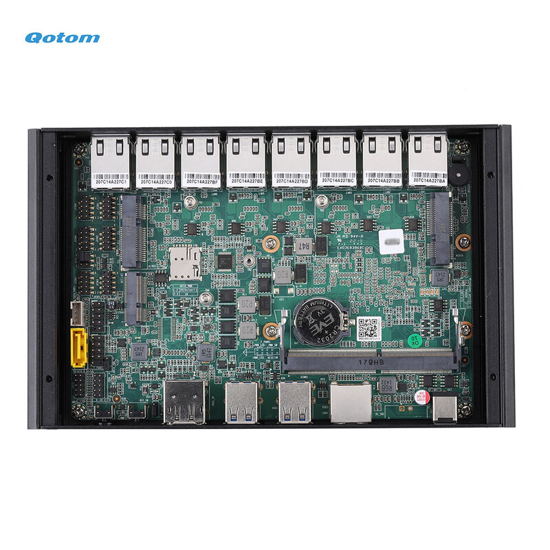Qotom-كمبيوتر سطح المكتب بدون مروحة صغير ، جهاز توجيه جدار الحماية ، 8 LAN ، i7-10710U الأساسية ، 6 النوى تصل إلى 4.7 GHz ، 8x ، I225V ، 2.5G LAN