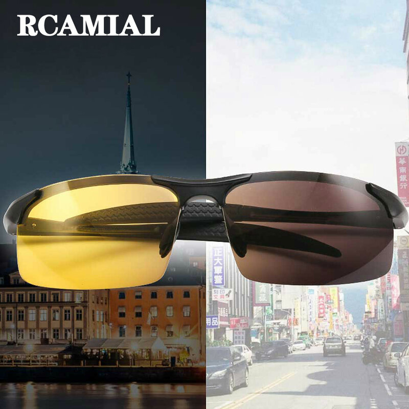 RCAMIAL-نظارات الرؤية الليلية للرجال والنساء ، النظارات الشمسية اللونية ، عدسة الاستقطاب الأصفر ، نظارات القيادة ، سائقي السيارات ، الرياضة ، الرجال ، النساء