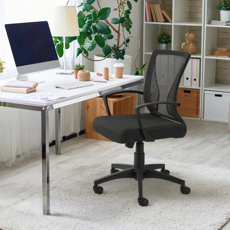 كرسي شبكي مريح قابل للتعديل مع مسند ذراع ، كرسي مكتب ، منتصف الظهر ، دوار ، دعامة أسفل الظهر ، كراسي مكتبية ، ارتفاع