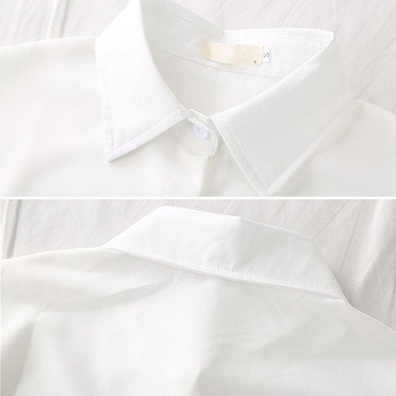 بلوزات بيضاء للسيدات 2023 بلوزات قصيرة الأكمام بيضاء قميص صيفي طية صدر السترة الصلبة JK قمصان كورية غير رسمية للنساء Blusas Preppy Style