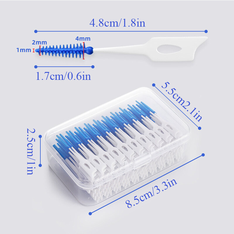 فرش سيليكون بين الأسنان مع خيط ، فرشاة أسنان أدوات تنظيف الفم ، بين الأسنان ، وحدات