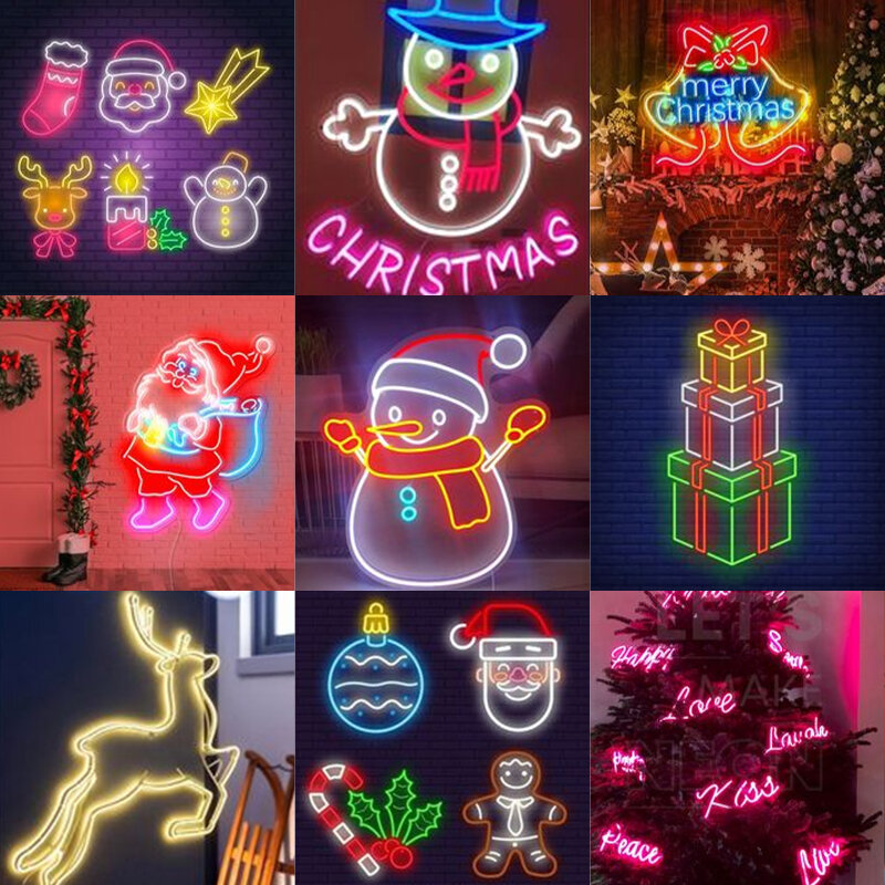 مخصص النيون LED ليلة ضوء علامات أحرف مضيئة ليد متجر حانة مخزن لعبة السرير ديكورات للحائط بار حفلة عيد ميلاد سعيد عيد الميلاد ضوء