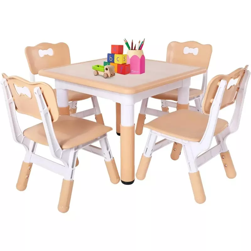 طقم طاولة وكرسي قابل للتعديل بارتفاع للأطفال ، سهل المسح ، طاولة فنون وحرف يدوية ، طفل صغير ، عمر 3-8 سنوات