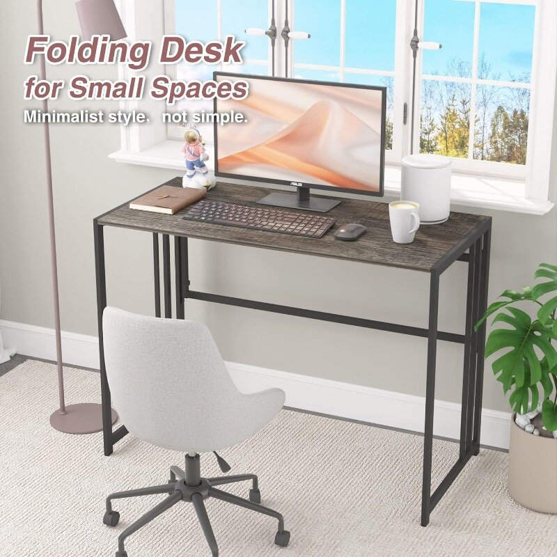 مكتب كمبيوتر مكتبي بسيط قابل للطي ، طاولة كتابة ، بدون تجميع ، المنزل ، الدراسة ، 40"