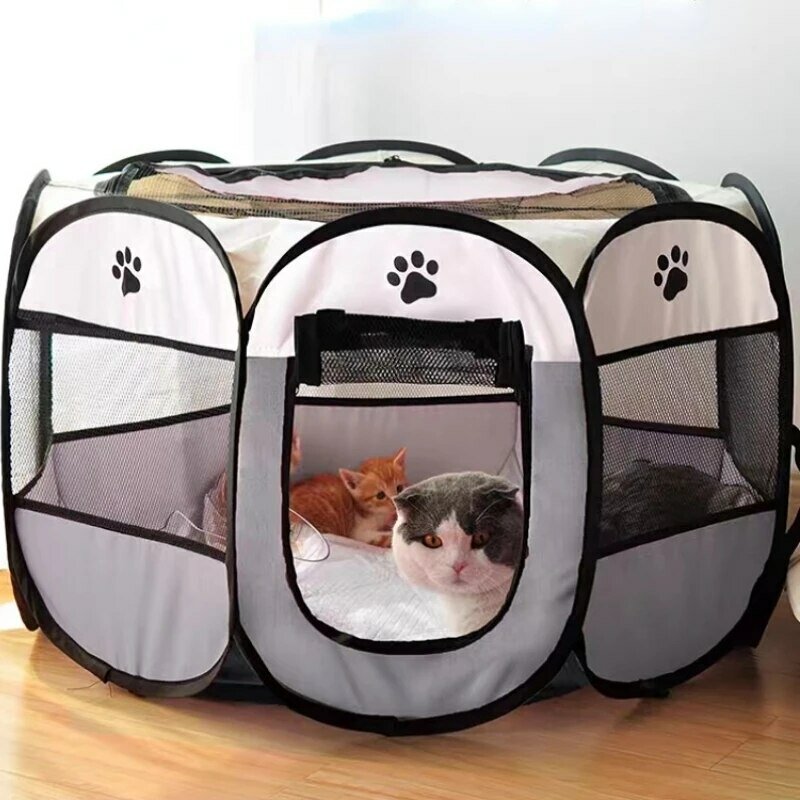 خيمة محمولة قابلة للطي للحيوانات الأليفة ، مأوى سياج مثمن سهل الاستخدام في الهواء الطلق ، أسوار كبيرة للقطط