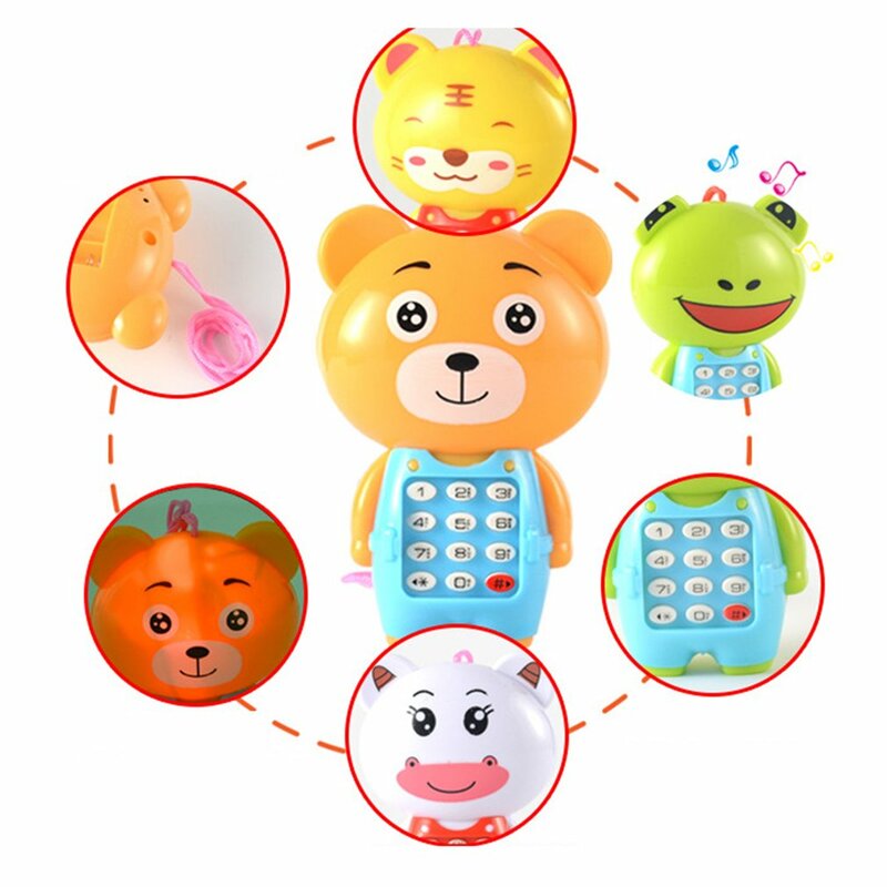 لعبة هواتف إلكترونية موسيقية لطيف الأطفال لعبة الهاتف في مرحلة الطفولة المبكرة ألعاب تعليمية الكرتون الهاتف طفل اللعب لون عشوائي