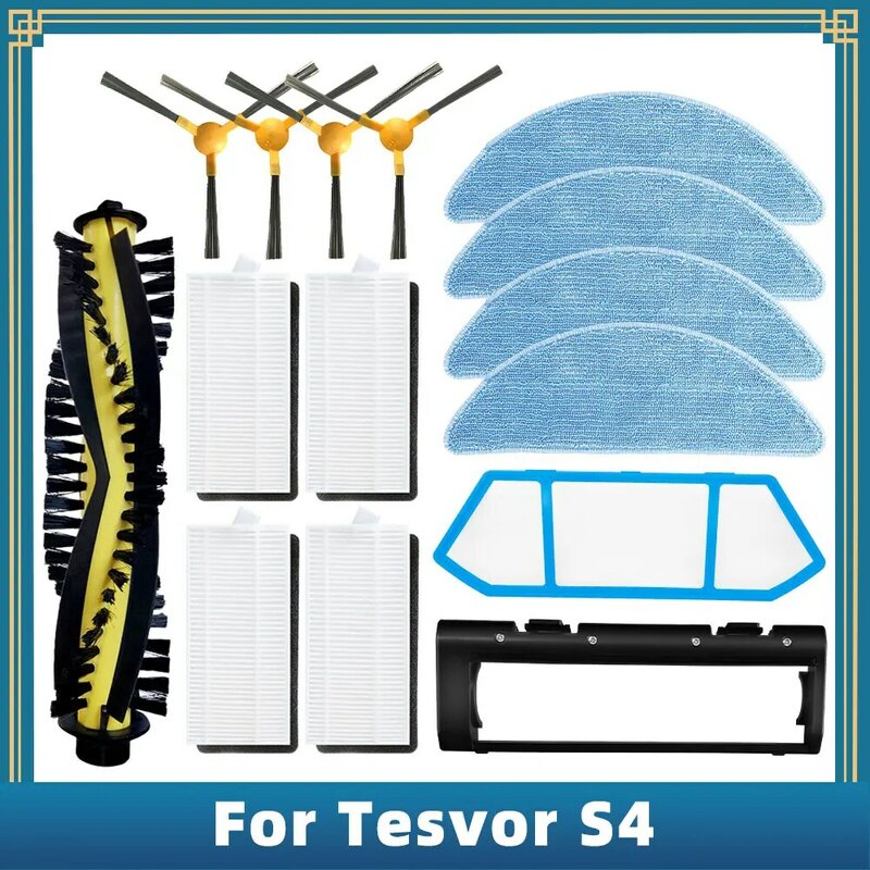 ل Tesvor S4 جهاز آلي لتنظيف الأتربة إكسسوارات قطع غيار فرشاة الجانب الرئيسي الابتدائي Hepa تصفية ممسحة خرقة غطاء فرشاة