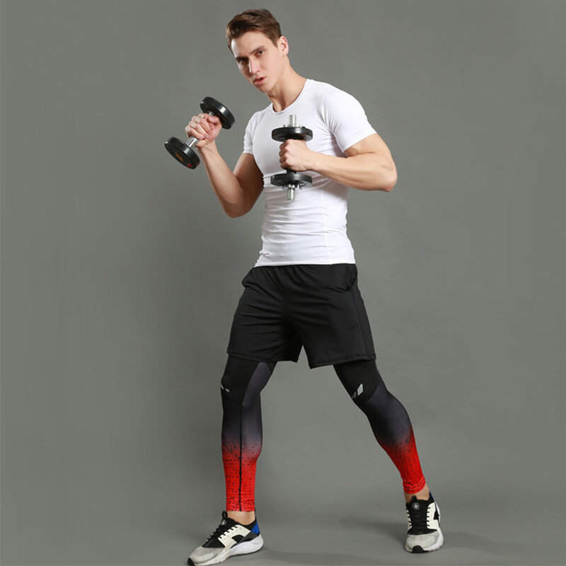 رجل رياضة ضغط طماق الرياضة سروال التدريب الرجال الجري الجوارب بنطلون الرجال ملابس رياضية الجافة تناسب سراويل للجري