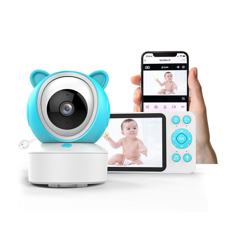 5 "Tuya الذكية واي فاي تغذية تذكير درجة الحرارة كشف صوت الحركة APP التحكم عرض الصوت والفيديو الطفل شاشات كاميرا 1080P